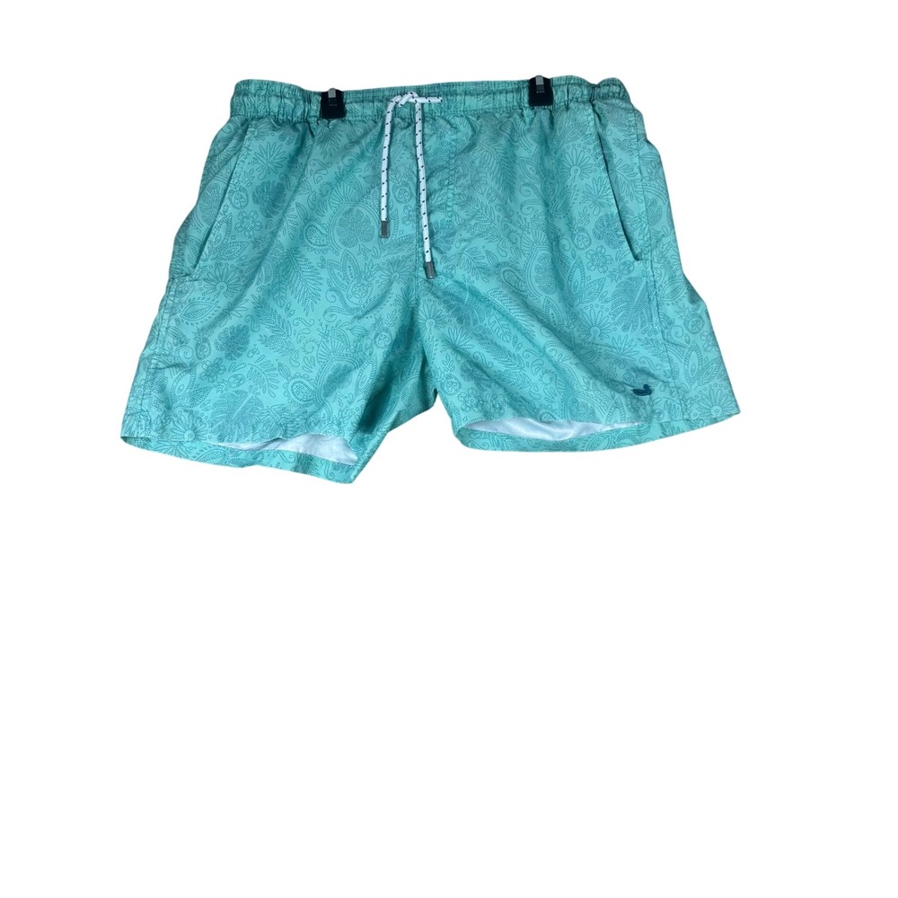 Southern Marsh Mens Swim Trunks Aqua Blue Floral Paisley Board Shorts Size S